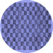 Round Abstract Blue Modern Rug, abs1716blu