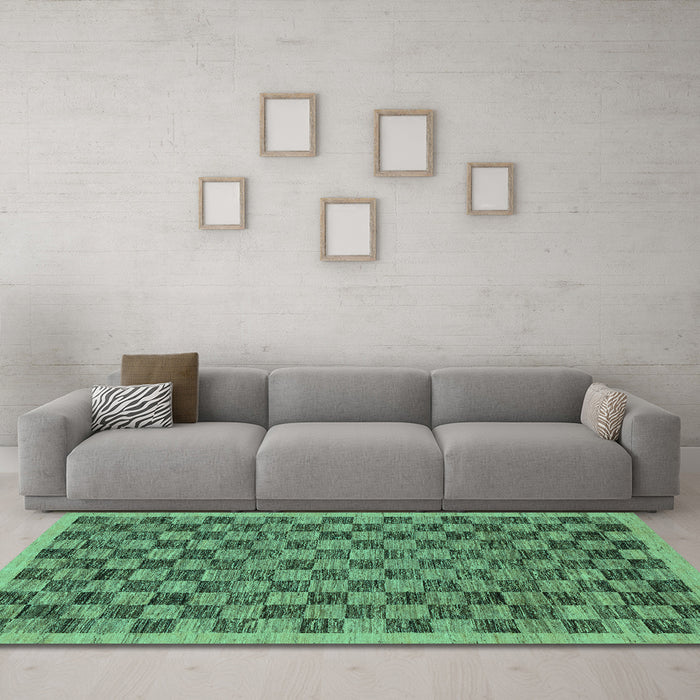Machine Washable Abstract Turquoise Modern Area Rugs in a Living Room,, wshabs1716turq