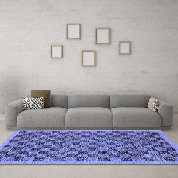 Machine Washable Abstract Blue Modern Rug in a Living Room, wshabs1716blu