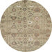 Round Abstract Dark Almond Brown Modern Rug, abs1717