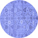 Round Abstract Blue Modern Rug, abs1717blu