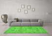 Machine Washable Abstract Green Modern Area Rugs in a Living Room,, wshabs1717grn