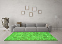 Machine Washable Abstract Green Modern Rug, wshabs1717grn