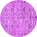 Round Machine Washable Abstract Purple Modern Area Rugs, wshabs1717pur