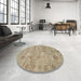 Round Machine Washable Abstract Dark Almond Brown Rug in a Office, wshabs1717