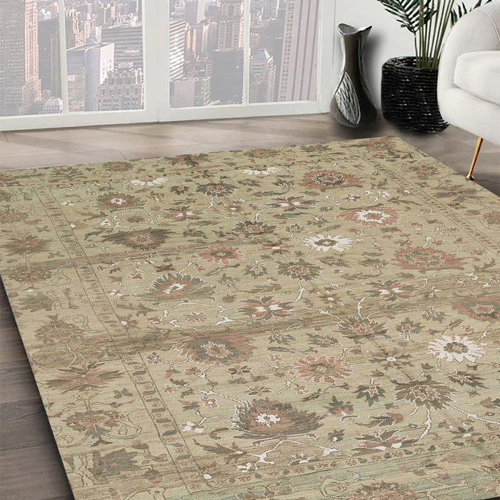 Abstract Dark Almond Brown Modern Rug in Family Room, abs1717