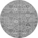 Round Machine Washable Abstract Gray Modern Rug, wshabs1717gry