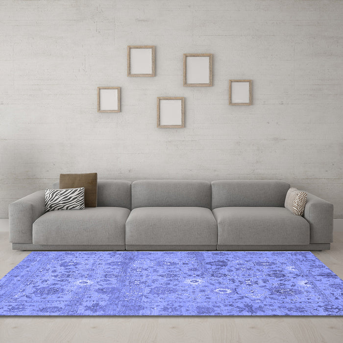 Machine Washable Abstract Blue Modern Rug in a Living Room, wshabs1717blu