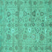 Square Machine Washable Abstract Turquoise Modern Area Rugs, wshabs1717turq