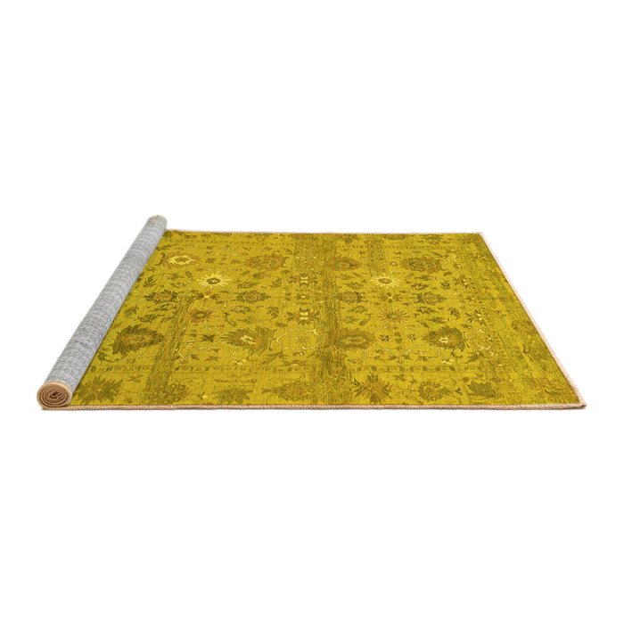 Sideview of Machine Washable Abstract Yellow Modern Rug, wshabs1717yw