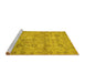 Sideview of Machine Washable Abstract Yellow Modern Rug, wshabs1717yw