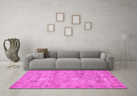 Machine Washable Abstract Pink Modern Rug, wshabs1717pnk