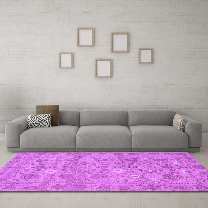 Machine Washable Abstract Purple Modern Area Rugs in a Living Room, wshabs1717pur