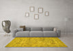 Machine Washable Abstract Yellow Modern Rug in a Living Room, wshabs1717yw