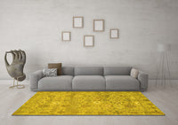 Machine Washable Abstract Yellow Modern Rug, wshabs1717yw