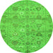 Round Machine Washable Abstract Green Modern Area Rugs, wshabs1717grn