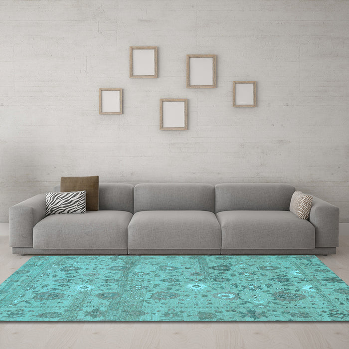 Machine Washable Abstract Light Blue Modern Rug in a Living Room, wshabs1717lblu