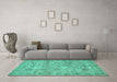 Machine Washable Abstract Turquoise Modern Area Rugs in a Living Room,, wshabs1717turq