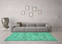 Machine Washable Abstract Turquoise Modern Rug, wshabs1717turq