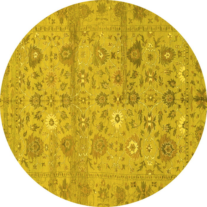 Round Abstract Yellow Modern Rug, abs1717yw