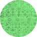 Round Oriental Emerald Green Traditional Rug, abs1718emgrn