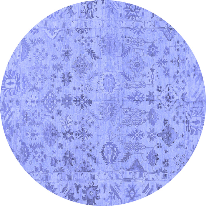 Round Machine Washable Oriental Blue Traditional Rug, wshabs1718blu