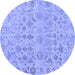 Round Machine Washable Oriental Blue Traditional Rug, wshabs1718blu