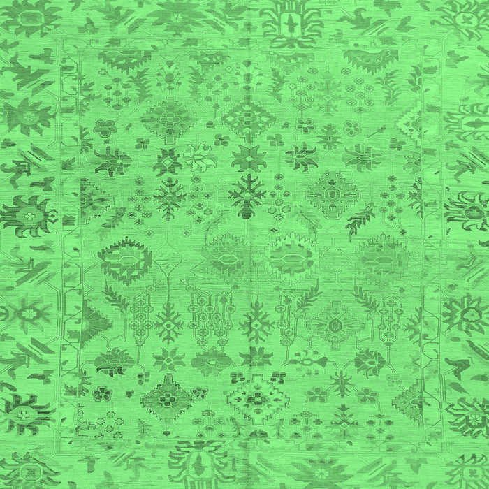 Square Machine Washable Oriental Emerald Green Traditional Area Rugs, wshabs1718emgrn