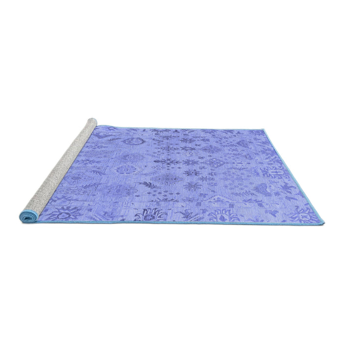 Sideview of Machine Washable Oriental Blue Traditional Rug, wshabs1718blu