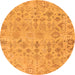 Round Oriental Orange Traditional Rug, abs1718org