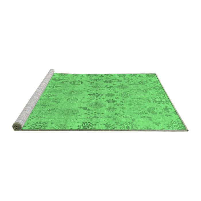 Sideview of Machine Washable Oriental Emerald Green Traditional Area Rugs, wshabs1718emgrn