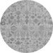 Round Machine Washable Oriental Gray Traditional Rug, wshabs1718gry