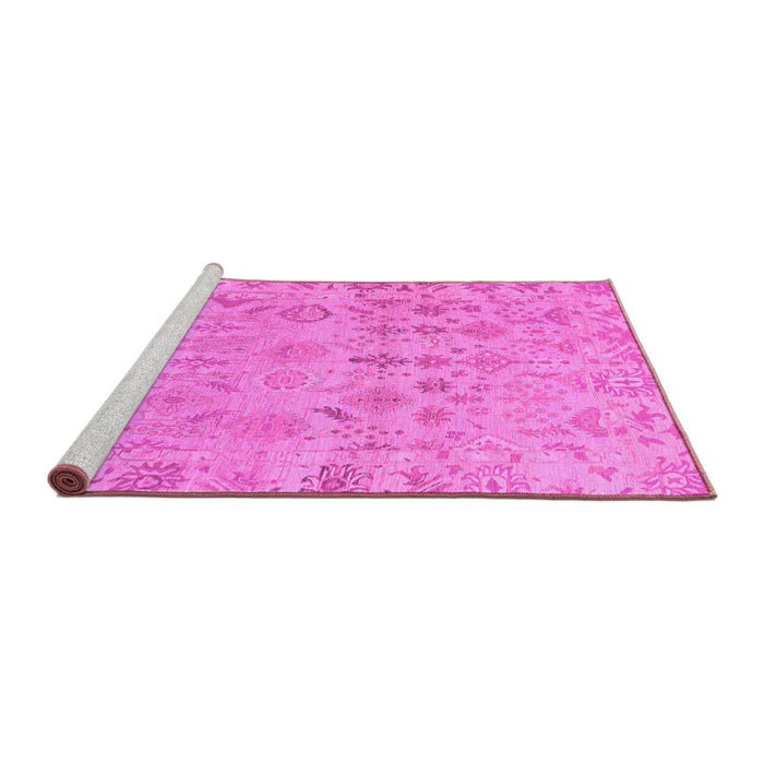 Sideview of Machine Washable Oriental Pink Traditional Rug, wshabs1718pnk