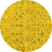 Round Oriental Yellow Traditional Rug, abs1718yw