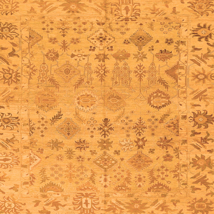 Square Machine Washable Oriental Orange Traditional Area Rugs, wshabs1718org