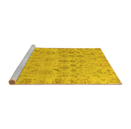 Sideview of Machine Washable Oriental Yellow Traditional Rug, wshabs1718yw
