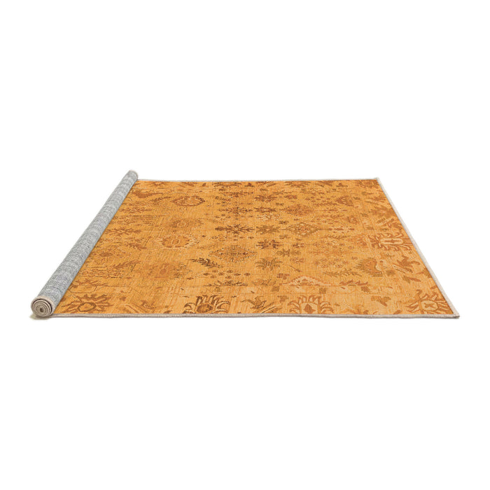 Sideview of Machine Washable Oriental Orange Traditional Area Rugs, wshabs1718org
