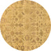 Round Oriental Brown Traditional Rug, abs1718brn