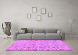 Machine Washable Oriental Purple Traditional Area Rugs in a Living Room, wshabs1718pur