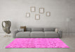 Machine Washable Oriental Pink Traditional Rug in a Living Room, wshabs1718pnk
