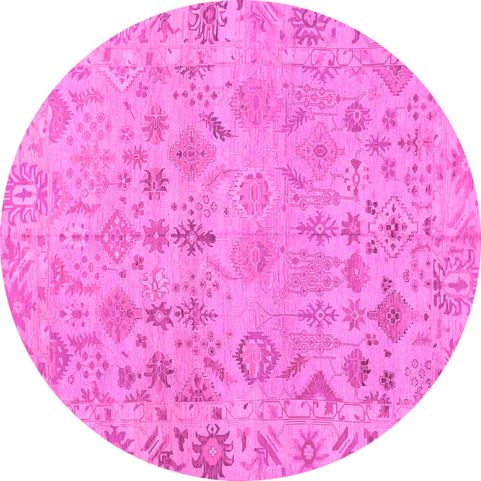 Round Oriental Pink Traditional Rug, abs1718pnk