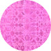 Round Oriental Pink Traditional Rug, abs1718pnk