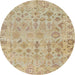 Round Abstract Brown Oriental Rug, abs1718