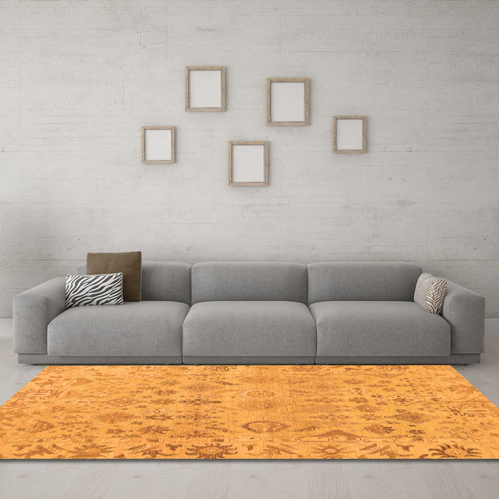Machine Washable Oriental Orange Traditional Area Rugs in a Living Room, wshabs1718org