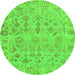 Round Oriental Green Traditional Rug, abs1718grn