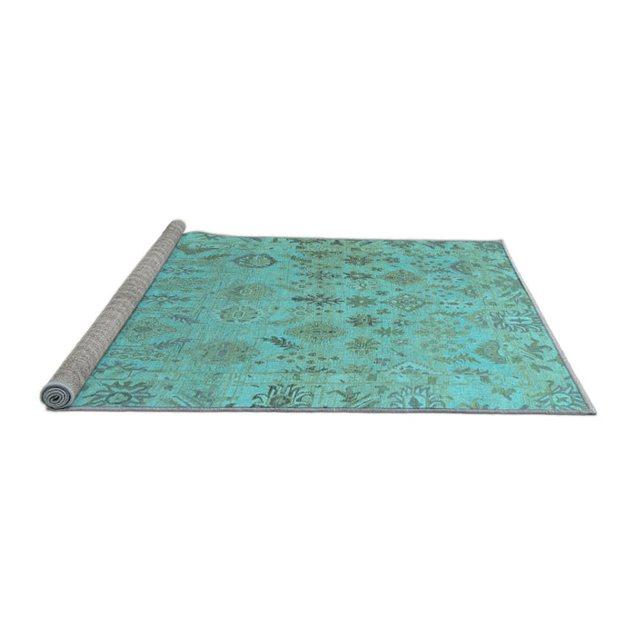 Sideview of Machine Washable Oriental Light Blue Traditional Rug, wshabs1718lblu