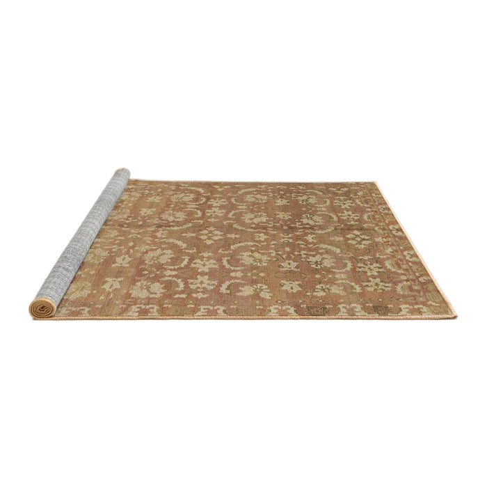 Sideview of Machine Washable Abstract Chocolate Brown Rug, wshabs1719