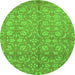 Round Abstract Green Modern Rug, abs1719grn