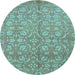 Round Machine Washable Abstract Light Blue Modern Rug, wshabs1719lblu