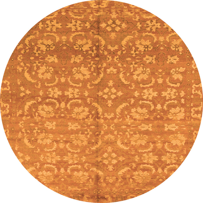 Round Machine Washable Abstract Orange Modern Area Rugs, wshabs1719org